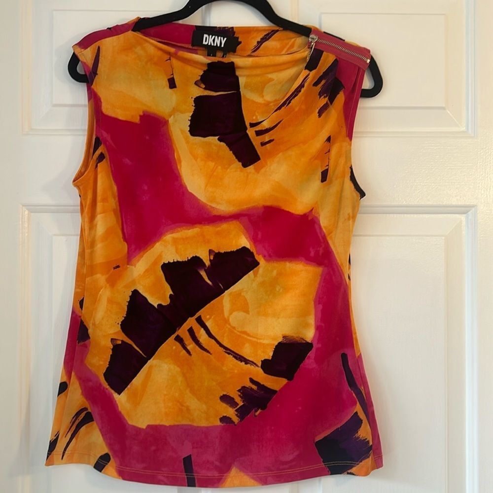 Vintage DKNY Pink Purple and Orange/Yellow Top Fall